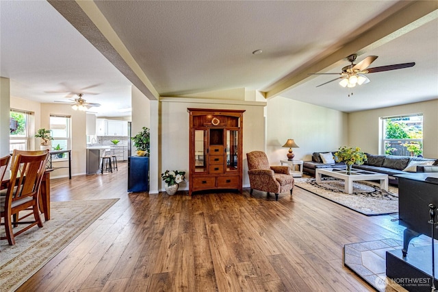 300 Fircrest Dr, Sequim, WA 98382 - living room with a ceiling fan and hardwood / wood-style floors