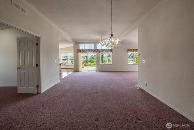 580 Canyon Dr, East Wenatchee, WA 98802 - carpeted spare room featuring a chandelier and vaulted ceiling