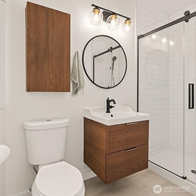 1030 145th Pl SE, Bellevue, WA 98007 - full bath featuring vanity, a shower stall, and tile patterned flooring