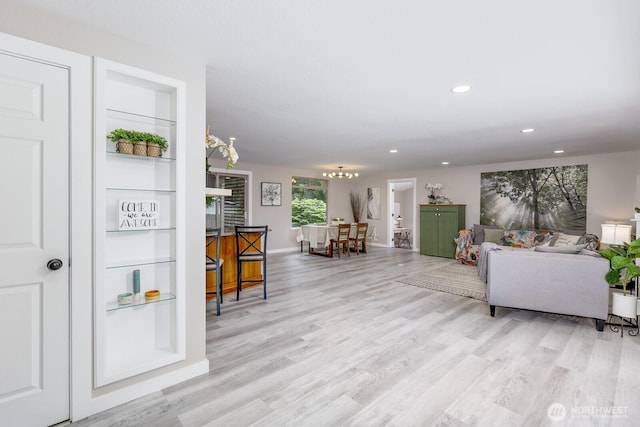 1728 106th St SW, Everett, WA 98204 - living room featuring light wood finished floors, recessed lighting, and baseboards
