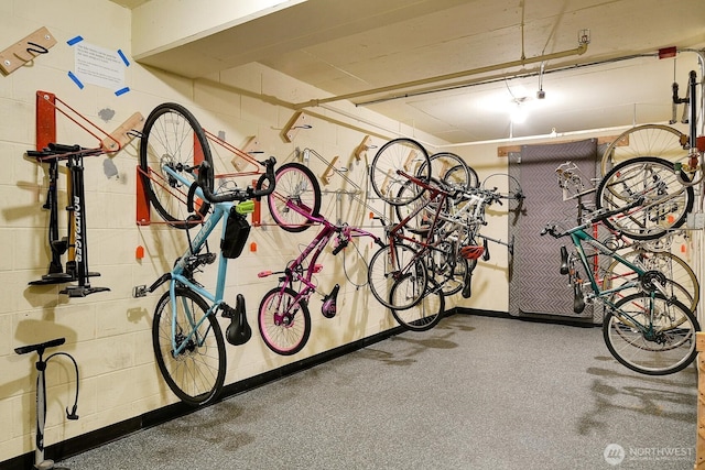 919 2nd Ave W Unit 103, Seattle, WA 98119 - garage featuring concrete block wall and bike storage