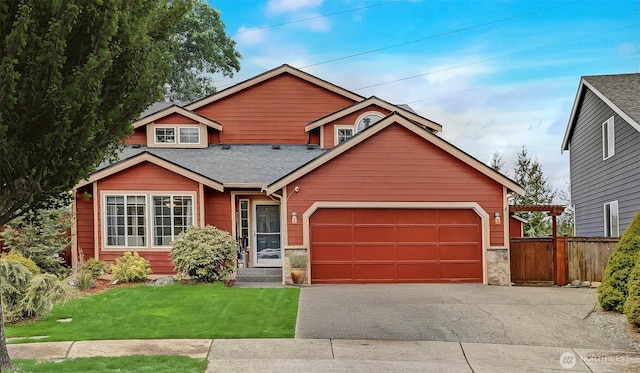 22506 SE 277th Pl, Maple Valley, WA 98038 - view of front of property featuring asphalt driveway, an attached garage, a shingled roof, and stone siding