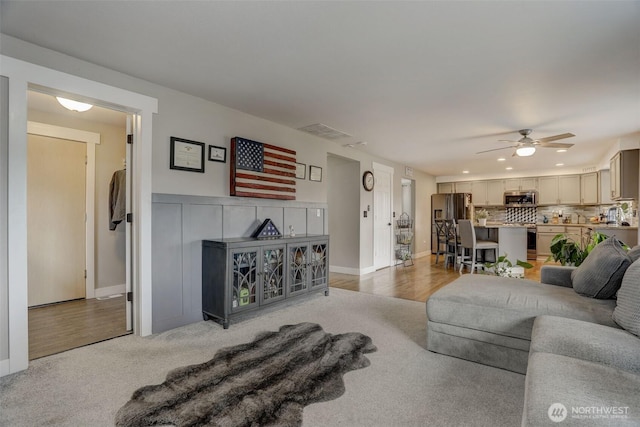 22506 SE 277th Pl, Maple Valley, WA 98038 - living area featuring a ceiling fan and recessed lighting