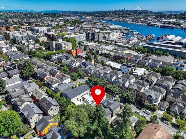 2648 NW 57th St Unit A, Seattle, WA 98107 - aerial view of property's location featuring a water and mountain view