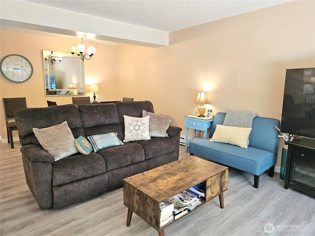 7924 212th St SW Unit 104, Edmonds, WA 98026 - living area featuring a chandelier, wood finished floors, and a baseboard radiator