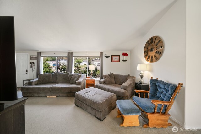 14617 Diamond Ave, Entiat, WA 98822 - living area with carpet flooring and vaulted ceiling