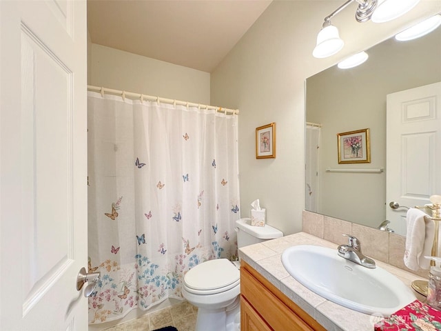 40 Cascadia Loop, Sequim, WA 98382 - bathroom featuring vanity, toilet, tile patterned floors, and a shower with shower curtain