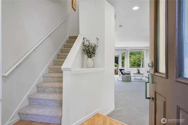 2141 NW Boulder Way Dr, Issaquah, WA 98027 - staircase with recessed lighting, carpet, and baseboards
