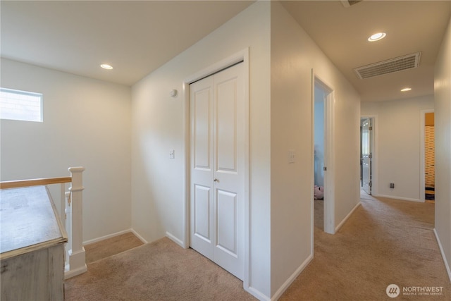 7615 14th St SE, Lake Stevens, WA 98258 - hall with carpet, recessed lighting, an upstairs landing, and baseboards