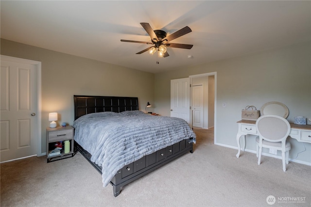 7615 14th St SE, Lake Stevens, WA 98258 - bedroom featuring light colored carpet, baseboards, and a ceiling fan