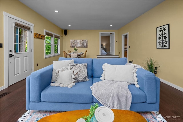 3536 Arbor St, Bellingham, WA 98229 - living area with wood finished floors, baseboards, and recessed lighting