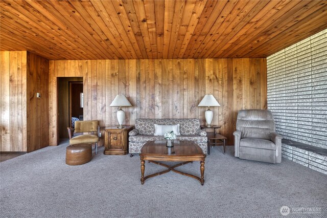 1811 Edwards Dr, Point Roberts, WA 98281 - carpeted living room with wood ceiling and wood walls
