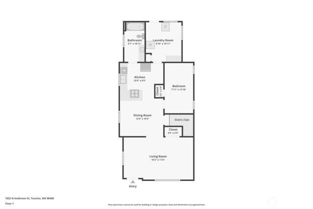1022 N Anderson St, Tacoma, WA 98406 - view of floor plan / room layout