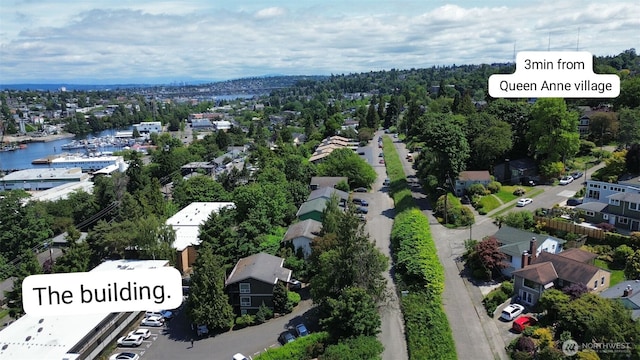 3814 11th Ave W Apt 23, Seattle, WA 98119 - aerial view of residential area featuring a nearby body of water