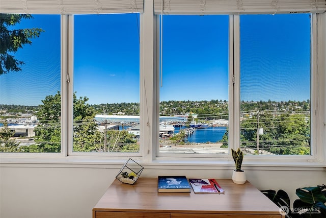 3814 11th Ave W Apt 23, Seattle, WA 98119 - office area featuring a water view and view of marina