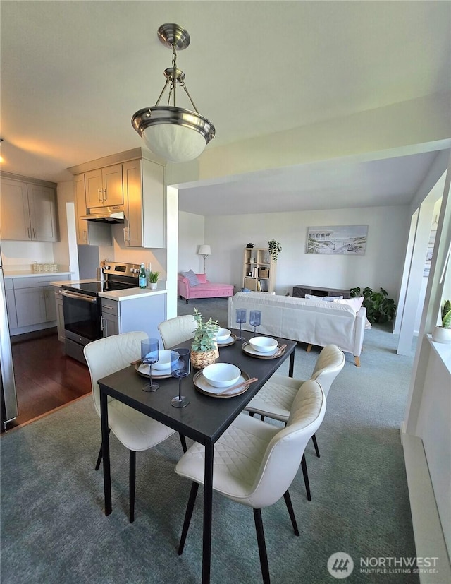 3814 11th Ave W Apt 23, Seattle, WA 98119 - dining room with dark carpet