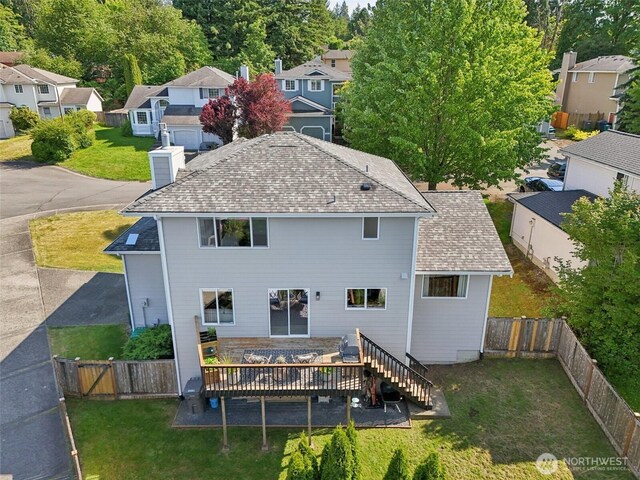 26820 NE 163rd St, Duvall, WA 98019 - rear view of house with a residential view, a wooden deck, and roof with shingles
