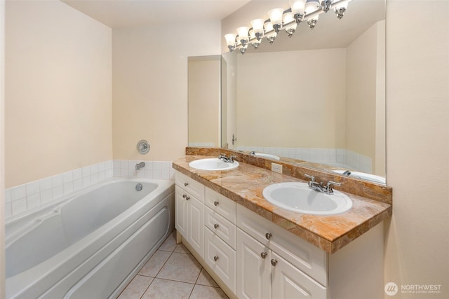 2220 132nd Ave SE Unit A220, Bellevue, WA 98005 - full bathroom featuring a garden tub, tile patterned floors, and double vanity