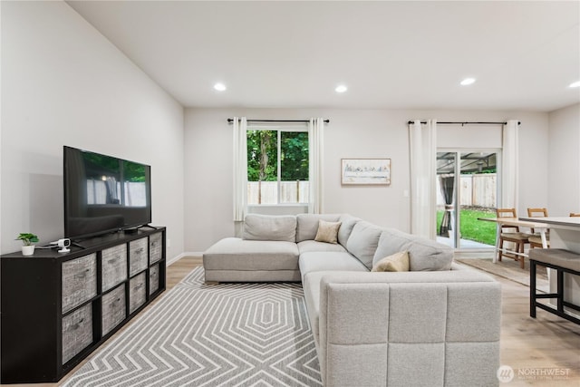 4305 23rd Ct NE, Olympia, WA 98516 - living area with recessed lighting, light wood-type flooring, and baseboards