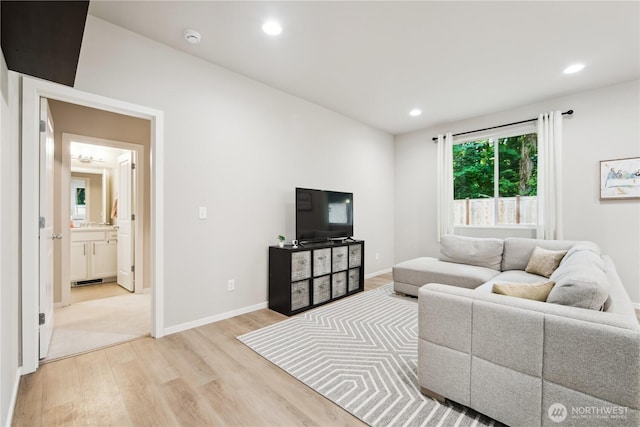 4305 23rd Ct NE, Olympia, WA 98516 - living area with light wood-style flooring, recessed lighting, and baseboards