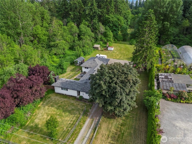 11012 36th St E, Edgewood, WA 98372 - aerial view of property and surrounding area featuring a heavily wooded area