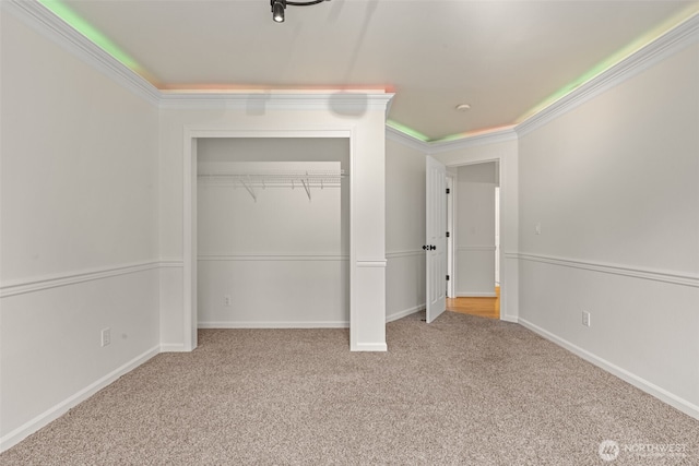 27701 NE 145th Pl, Duvall, WA 98019 - unfurnished bedroom featuring carpet floors, ornamental molding, and a closet