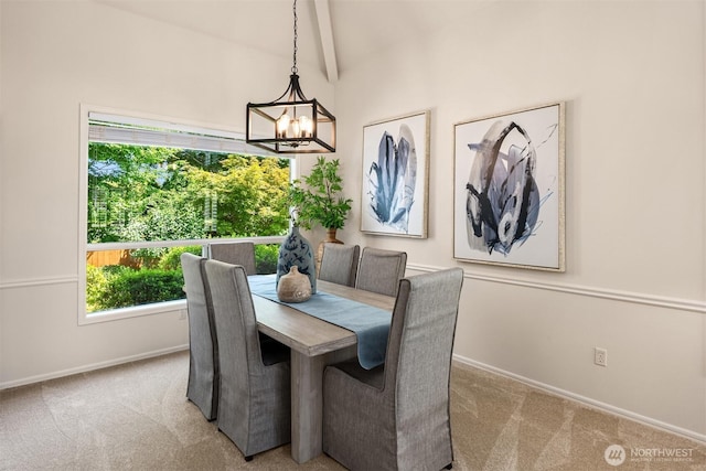 23976 SE 40th Pl, Sammamish, WA 98029 - carpeted dining area with a chandelier and baseboards