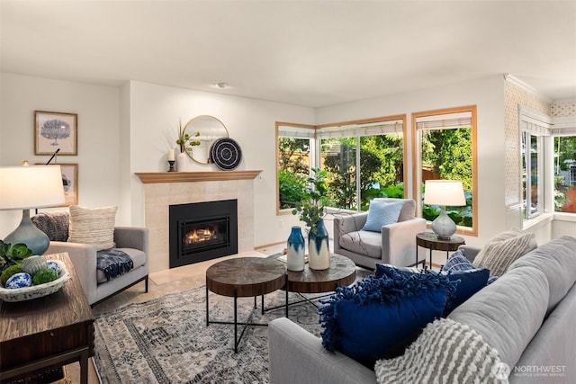 23976 SE 40th Pl, Sammamish, WA 98029 - living area featuring a tile fireplace