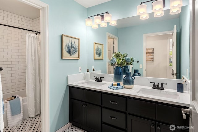 23976 SE 40th Pl, Sammamish, WA 98029 - full bathroom with double vanity and shower / bathtub combination with curtain