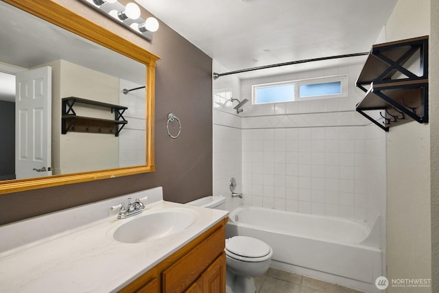 4206 SE 1st Pl, Renton, WA 98059 - bathroom with toilet, vanity, shower / washtub combination, and tile patterned floors