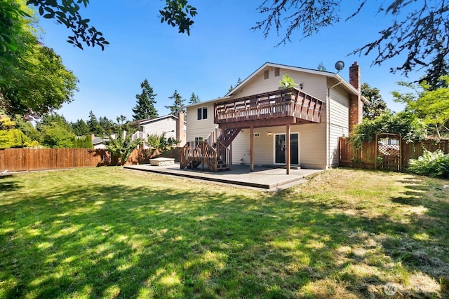4206 SE 1st Pl, Renton, WA 98059 - rear view of property with a deck, a patio, a chimney, stairway, and a gate