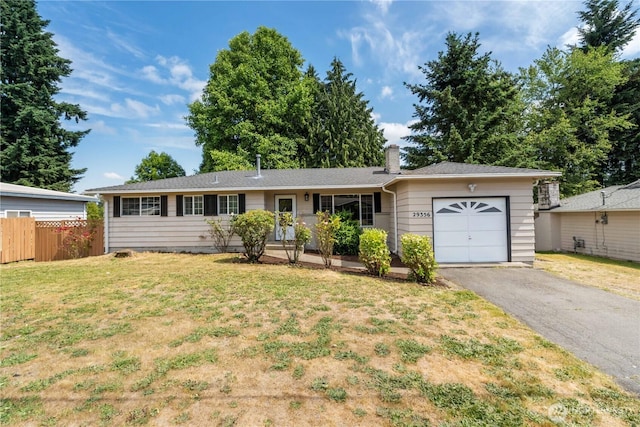 29356 38th Pl S, Auburn, WA 98001 - single story home featuring a garage, asphalt driveway, and a chimney