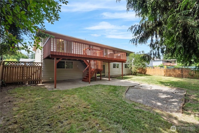 29356 38th Pl S, Auburn, WA 98001 - back of house featuring a patio area, a wooden deck, a fenced backyard, and stairway