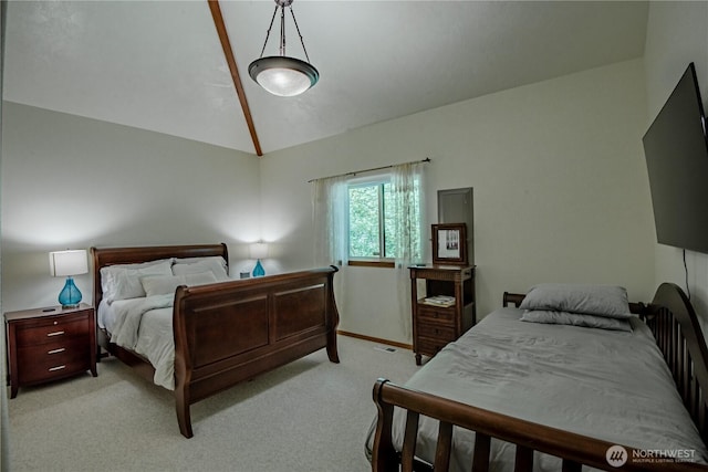 720 N Potlatch Dr N, Hoodsport, WA 98548 - bedroom with light carpet, vaulted ceiling, and baseboards