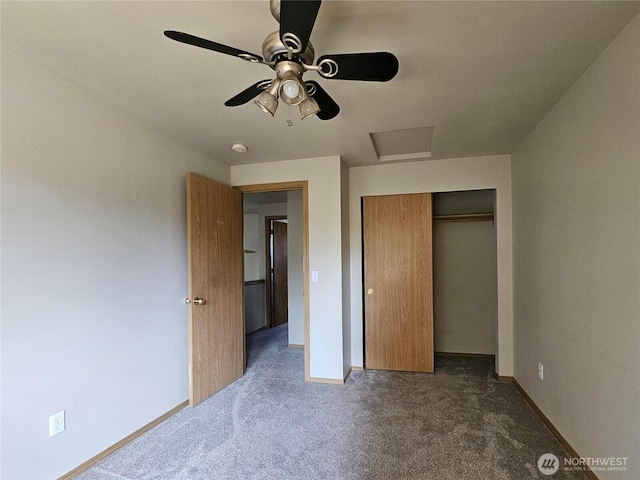1404 102nd St E, Tacoma, WA 98445 - unfurnished bedroom featuring carpet flooring, attic access, a closet, and a ceiling fan