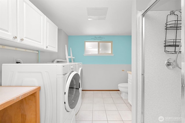 801 38th St, Bellingham, WA 98229 - laundry room featuring light tile patterned flooring, washing machine and dryer, and baseboards
