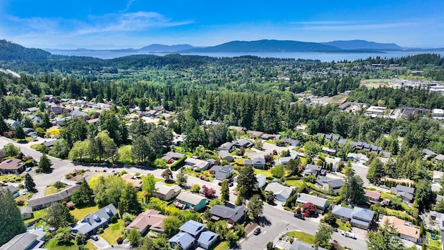 801 38th St, Bellingham, WA 98229 - aerial perspective of suburban area featuring a water and mountain view and a forest