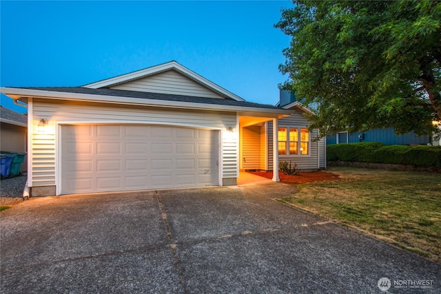 16215 NE 13th St, Vancouver, WA 98684 - ranch-style house with concrete driveway, a garage, and a front yard