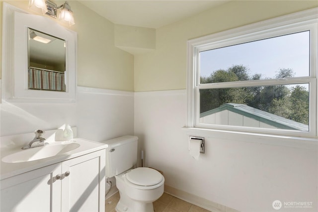 3804 Olympic Blvd W, University Place, WA 98466 - bathroom with toilet, vanity, tile patterned flooring, and a shower with curtain