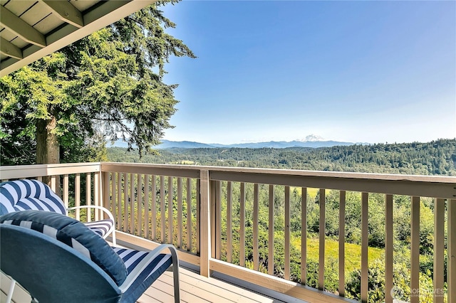 20219 SE 344th St, Auburn, WA 98092 - wooden terrace with a mountain view and a view of trees