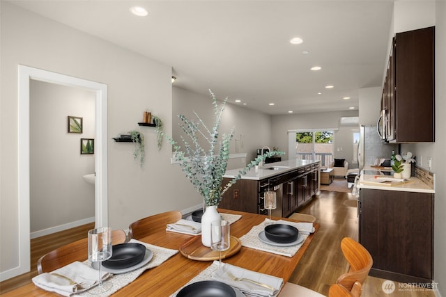 16201 Meadow Rd Unit G2, Lynnwood, WA 98087 - dining area with dark wood-type flooring, recessed lighting, and baseboards