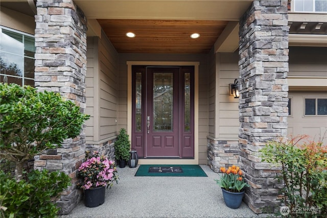 24332 NE 8th Pl, Sammamish, WA 98074 - doorway to property featuring stone siding