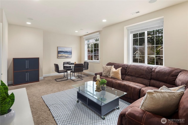 24332 NE 8th Pl, Sammamish, WA 98074 - living room featuring carpet floors, recessed lighting, and baseboards