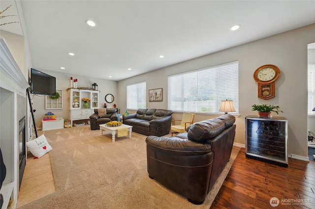919 Carmella St, Walla Walla, WA 99362 - living room with recessed lighting, wood finished floors, and a glass covered fireplace