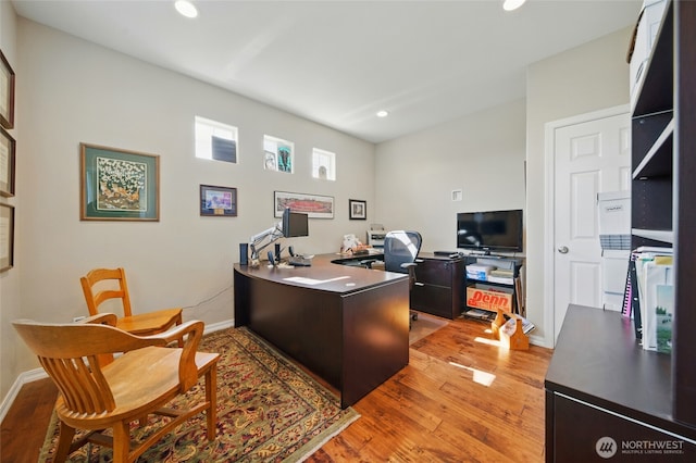 919 Carmella St, Walla Walla, WA 99362 - office area featuring light wood-type flooring, recessed lighting, and baseboards