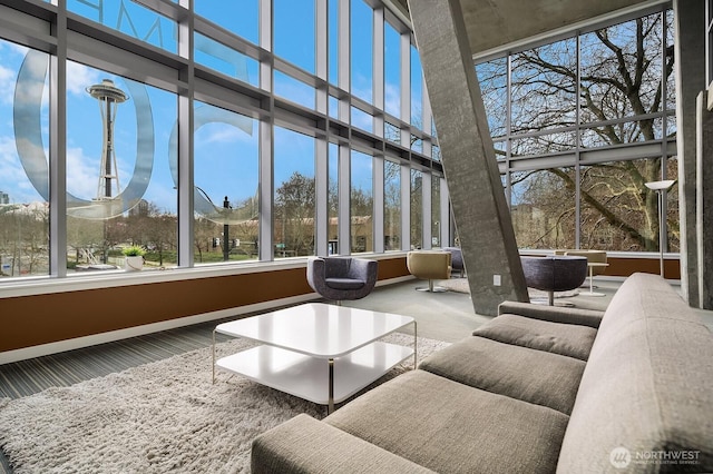501 Roy St Unit T308, Seattle, WA 98109 - sunroom featuring a towering ceiling and baseboards