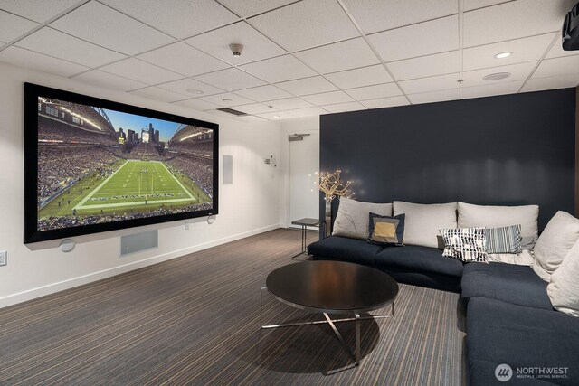 501 Roy St Unit T308, Seattle, WA 98109 - carpeted home theater with a drop ceiling and baseboards