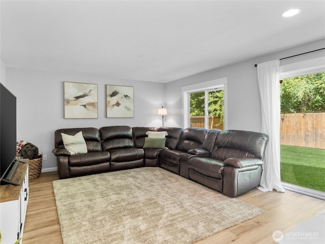 7600 Brianna Ct SE, Olympia, WA 98513 - living room featuring light wood-type flooring and recessed lighting