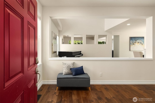 16148 Parkside Way SE, Renton, WA 98058 - entryway with baseboards, dark wood-type flooring, and recessed lighting