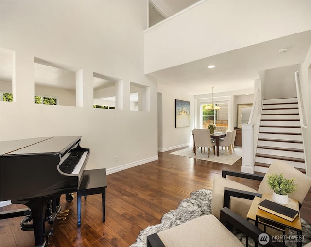 16148 Parkside Way SE, Renton, WA 98058 - living area with hardwood / wood-style floors, baseboards, and stairway